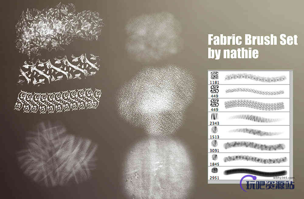 2个编织物纹理、棉布印花图案Photoshop笔刷打包下载