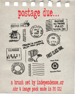 国外信件邮戳图案Photoshop笔刷素材-玩吧资源站