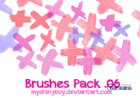 油漆刷子叉叉涂鸦Photoshop笔刷素材-玩吧资源站