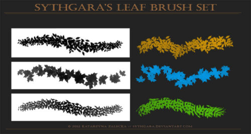 枫叶、树叶、绿叶、落叶PS笔刷素材-玩吧资源站