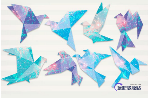 星空千纸鹤PS笔刷素材-玩吧资源站