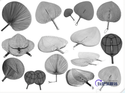 老式手摇扇子、芭蕉扇Photoshop笔刷素材-玩吧资源站