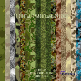 18+ 迷彩图形、迷彩伪装背景PS笔刷下载-玩吧资源站