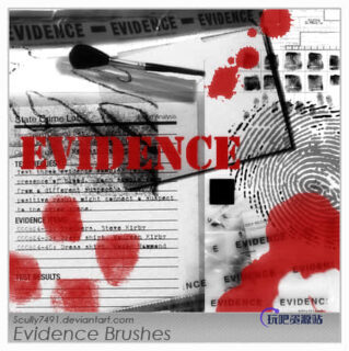 血迹和指纹Photoshop笔刷素材-玩吧资源站