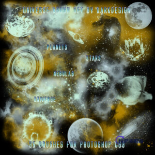 宇宙星空、星球、月球Photoshop笔刷-玩吧资源站