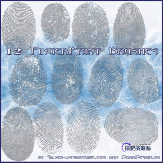 12种真实的指纹纹理Photoshop笔刷-玩吧资源站