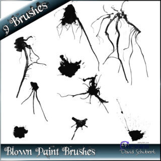 9种颜料吹后滴流得效果PS笔刷-玩吧资源站