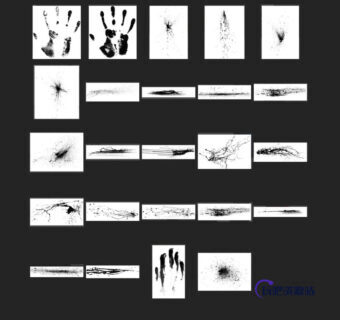 油漆飞溅、油漆手印、掌印Photoshop笔刷下载-玩吧资源站