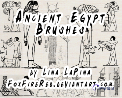 手绘卡通涂鸦埃及法老Photoshop笔刷素材-玩吧资源站