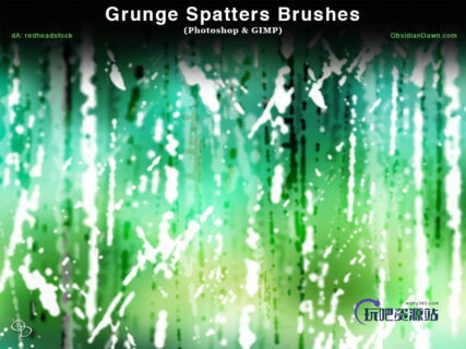 油漆痕迹纹理Photoshop笔刷素材-玩吧资源站