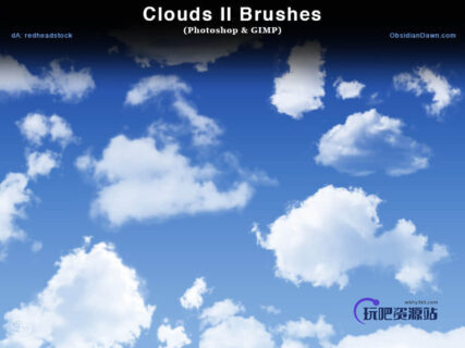 高清真实的云彩、云朵Photoshop笔刷素材下载-玩吧资源站