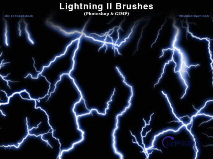 高清雷电、闪电Photoshop笔刷下载-玩吧资源站