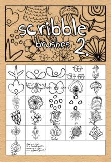 手绘涂鸦童趣花纹Photoshop笔刷素材下载-玩吧资源站