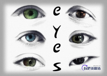 28个漂亮的眼睛Photoshop人体笔刷-玩吧资源站