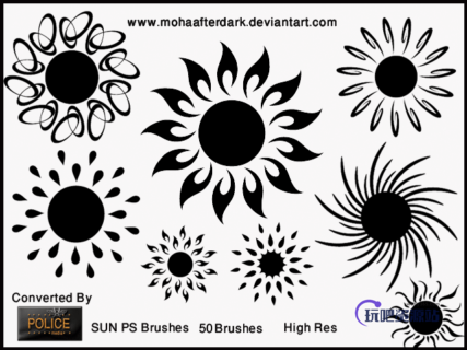 太阳花花纹图案Photoshop笔刷素材-玩吧资源站