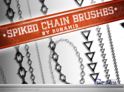三角刺链条、圆环锁链Photoshop链子笔刷-玩吧资源站
