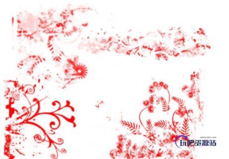 漂亮的植物花纹照片美图背景边框饰品PS笔刷 #.71-玩吧资源站