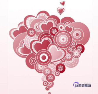 时尚心形图案装饰Photoshop笔刷素材-玩吧资源站