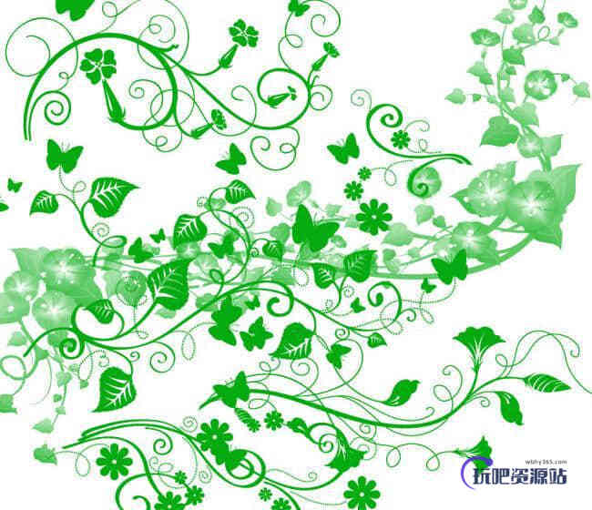 常青藤式植物花纹图案Photoshop笔刷素材