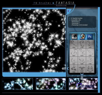 7个闪烁光影特效、星光点点Photoshop梦幻背景笔刷打包下载-玩吧资源站