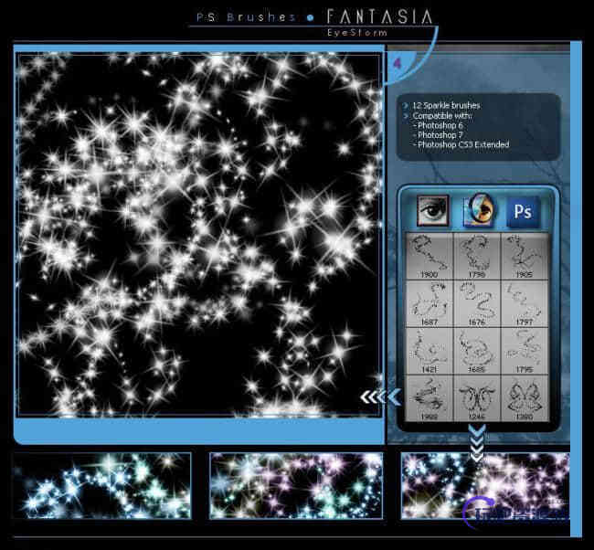 7个闪烁光影特效、星光点点Photoshop梦幻背景笔刷打包下载