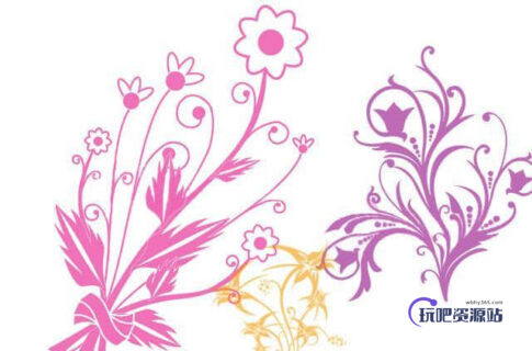 漂亮的植物花纹照片美图背景边框饰品PS笔刷 #.75-玩吧资源站