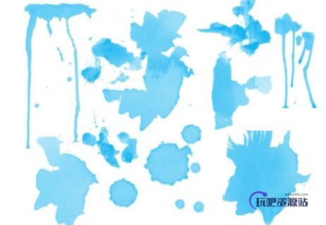 油漆、水墨、水粉痕迹Photoshop笔刷下载-玩吧资源站