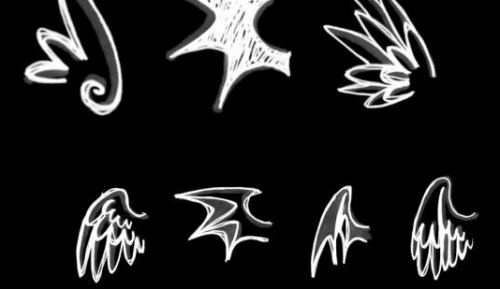 卡通可爱手绘涂鸦翅膀、天使翅膀Photoshop笔刷-玩吧资源站