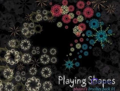 漂亮的分形花朵图案Photoshop笔刷素材下载-玩吧资源站