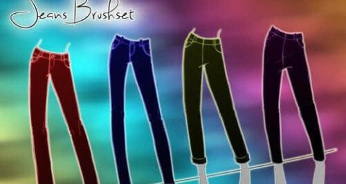 卡通牛仔裤图案Photoshop笔刷素材-玩吧资源站