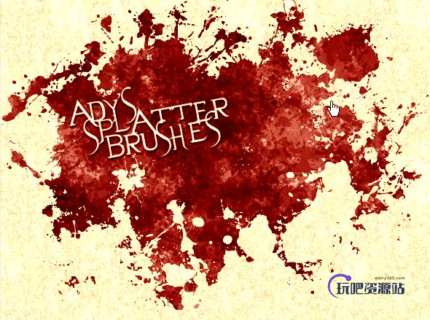 血迹滴溅、油漆喷溅效果Photoshop笔刷下载-玩吧资源站