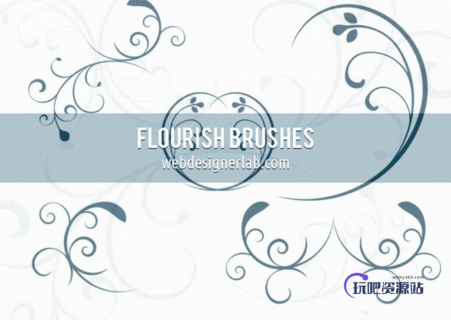 漂亮的植物花纹照片美图背景边框饰品PS笔刷 #.78-玩吧资源站