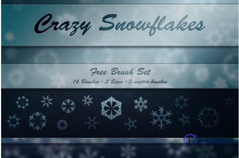 4个漂亮的雪花图案Photoshop笔刷打包下载-玩吧资源站