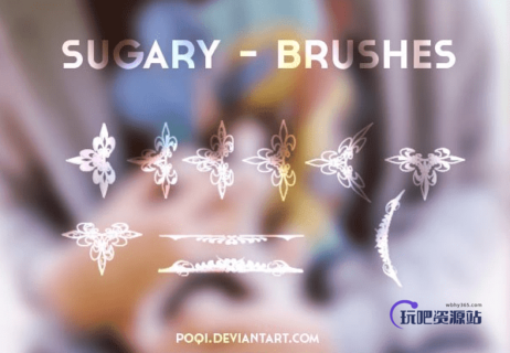 手绘欧式贵族印花花纹图案PS笔刷下载-玩吧资源站