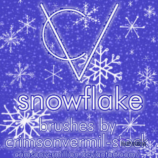 漂亮的童趣手绘雪花Photoshop笔刷素材-玩吧资源站