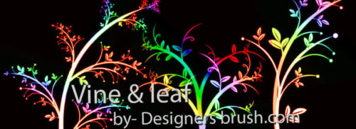 漂亮的七彩植物艺术花纹图案Photoshop笔刷下载-玩吧资源站