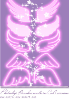 手绘荧光天使翅膀笔刷PS素材下载-玩吧资源站