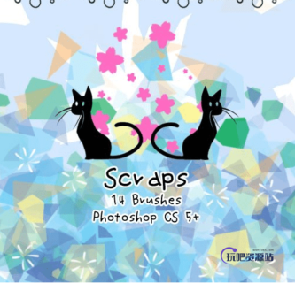 晶体化小碎花图形装饰PS笔刷素材-玩吧资源站