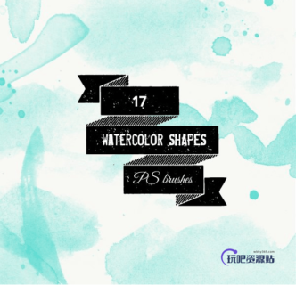 17种水粉、水墨滴溅划痕PS笔刷下载-玩吧资源站