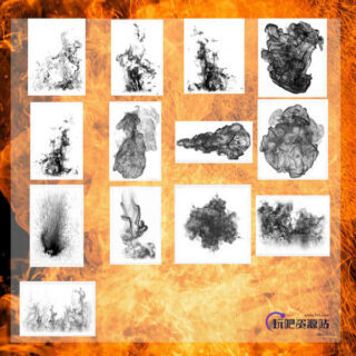 高级火焰燃烧效果套装Photoshop笔刷下载-玩吧资源站