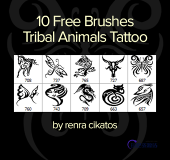 漂亮的蝴蝶、马、龙、猫、牛、狐狸等剪纸艺术式花纹图案-玩吧资源站