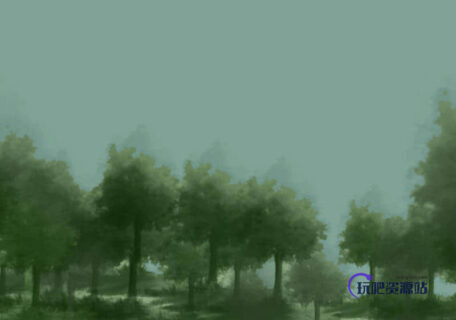 一颗CG风格的树木造型Photoshop笔刷素材-玩吧资源站