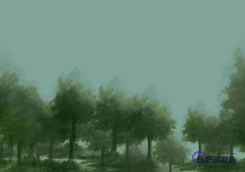 一颗CG风格的树木造型Photoshop笔刷素材