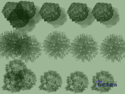 自由CG风格植物树木、大树、树林Photoshop画笔笔刷素材-玩吧资源站
