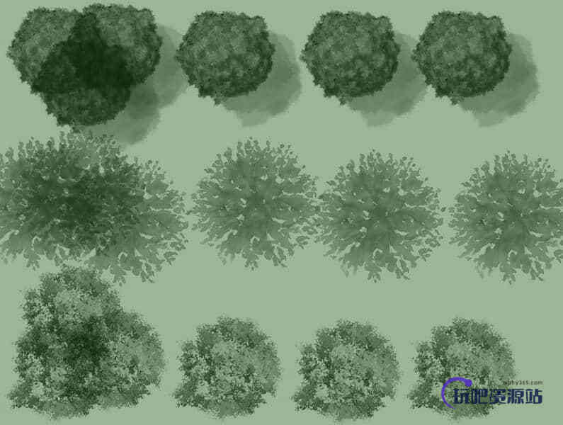 自由CG风格植物树木、大树、树林Photoshop画笔笔刷素材
