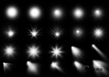 20种光线闪烁、太阳光、射线、光照效果Photoshop笔刷-玩吧资源站