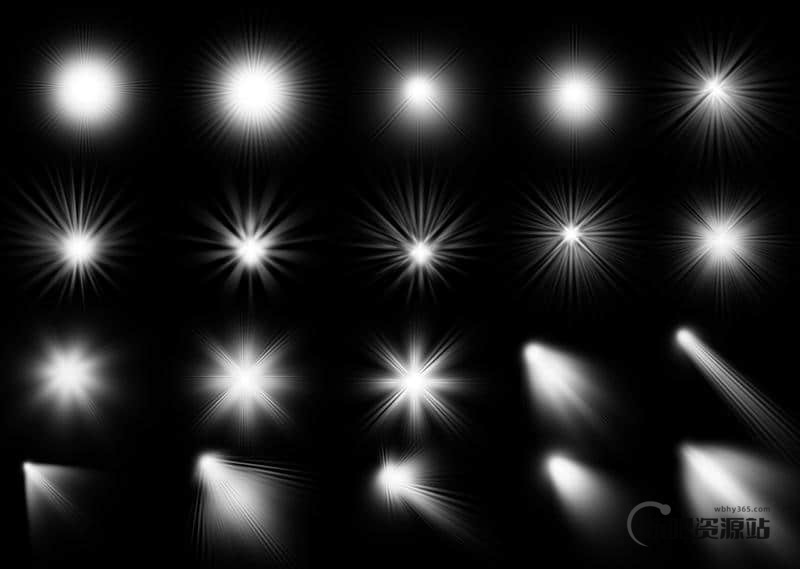 20种光线闪烁、太阳光、射线、光照效果Photoshop笔刷