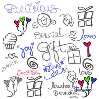 可爱卡哇伊童趣涂鸦作品Photoshop笔刷素材 #.1-玩吧资源站