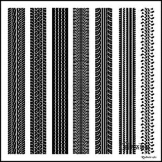 7组轮胎痕迹花纹图案Photoshop笔刷素材-玩吧资源站