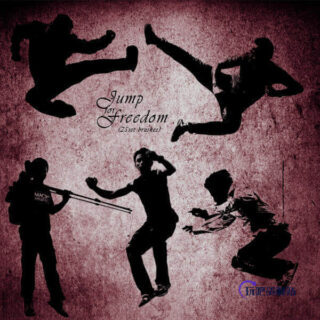 跳跃人物剪影图形Photoshop笔刷-玩吧资源站